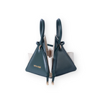 Buy now the Iconic LIA Mini bag inspired by the geometric shapes of our designer's birth city Barcelona, and its world known artist, Antonio Gaudí, architect of the world wonder La Sagrada Familia. The Iconic Lia Forest Green Mini bag has a unique and functional pyramidal design able to fit all your essentials.