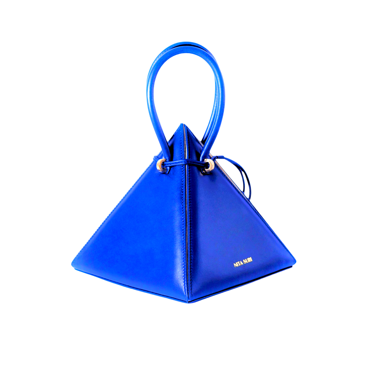 NITASURI- LIA Pyramid Electric Blue Iconic Leather Handbag