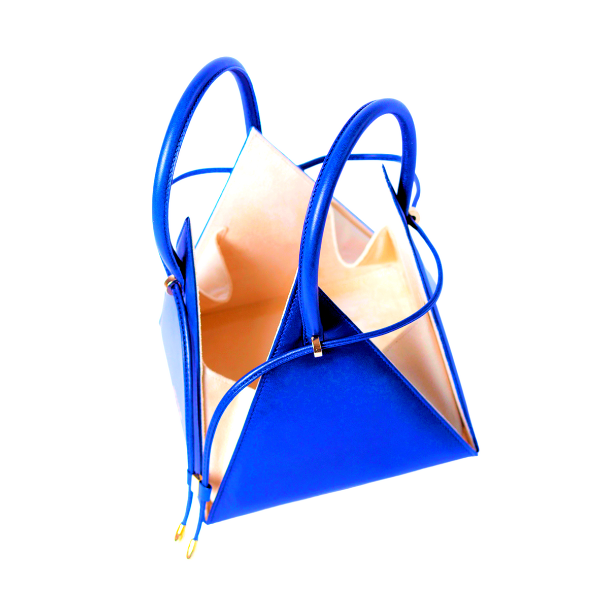 NITASURI- LIA Pyramid Electric Blue Iconic Leather Handbag