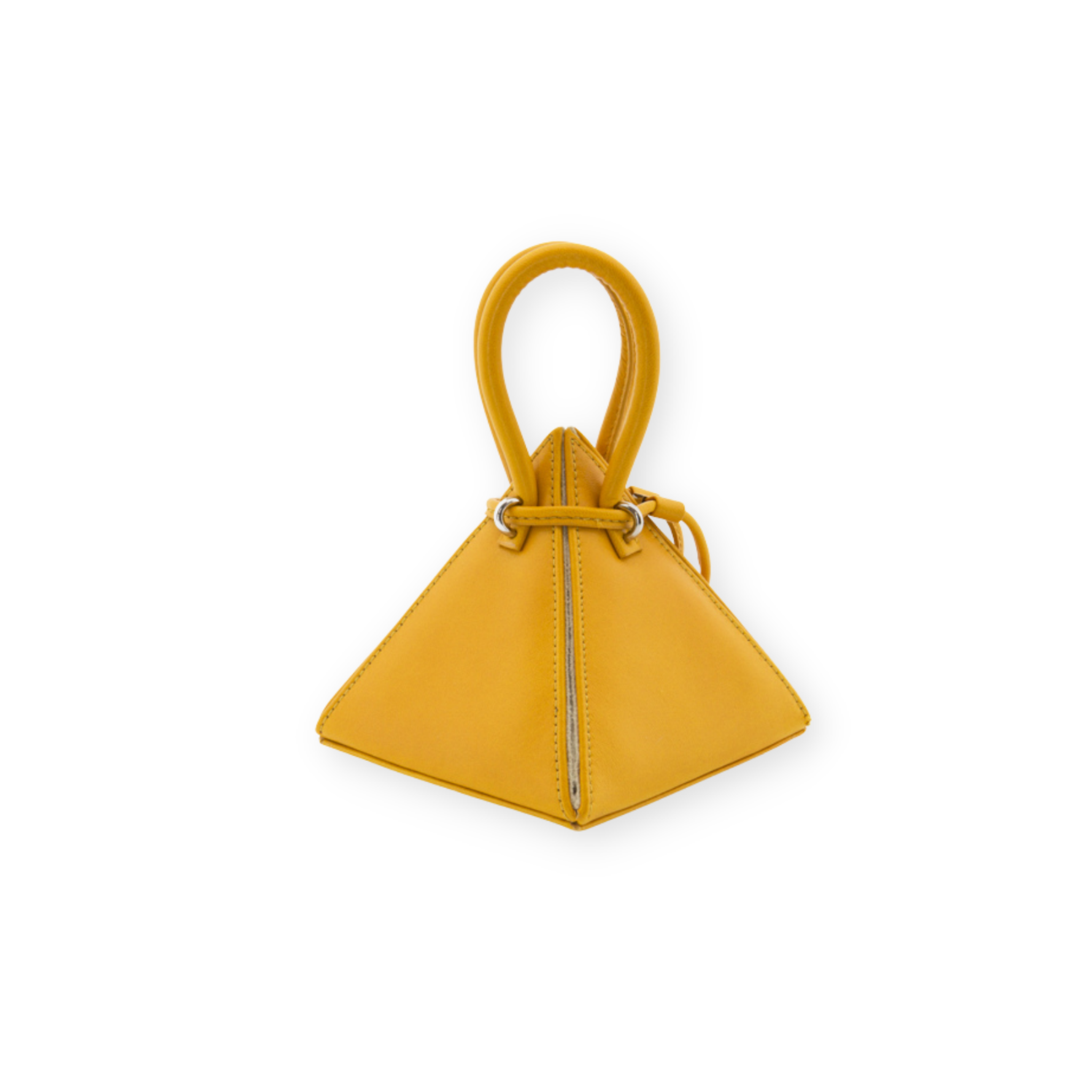 Buy now the Iconic Lia Handbag inspired by the geometric shapes of our designer's birth city Barcelona, and its world known artist, Antonio Gaudí, architect of the world wonder La Sagrada Familia. The Iconic Lia Amber Mini bag has a unique and functional pyramidal design able to fit all your essentials. 