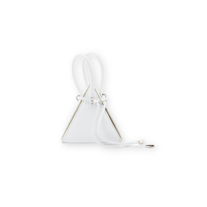 Buy now the Iconic LIA Mini bag inspired by the geometric shapes of our designer's birth city Barcelona, and its world known artist, Antonio Gaudí, architect of the world wonder La Sagrada Familia. The Iconic Lia White Mini bag has a unique and functional pyramidal design able to fit all your essentials. 