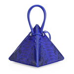 Buy now the Exotic Lia Handbag inspired by the geometric shapes of our designer's birth city Barcelona, and its world known artist, Antonio Gaudí, architect of the world wonder La Sagrada Familia. The Exotic Lia Electric Blue Handbag has a unique and functional pyramidal design able to fit all your essentials. 
