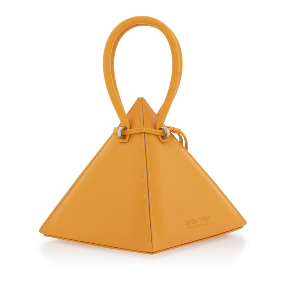 NITASURI- Lia Pyramid Amber Iconic Leather Handbag - Main Image