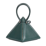 Buy now the Iconic Lia Handbag inspired by the geometric shapes of our designer's birth city Barcelona, and its world known artist, Antonio Gaudí, architect of the world wonder La Sagrada Familia. The Iconic Lia Cipresso Green Handbag has a unique and functional pyramidal design able to fit all your essentials. 