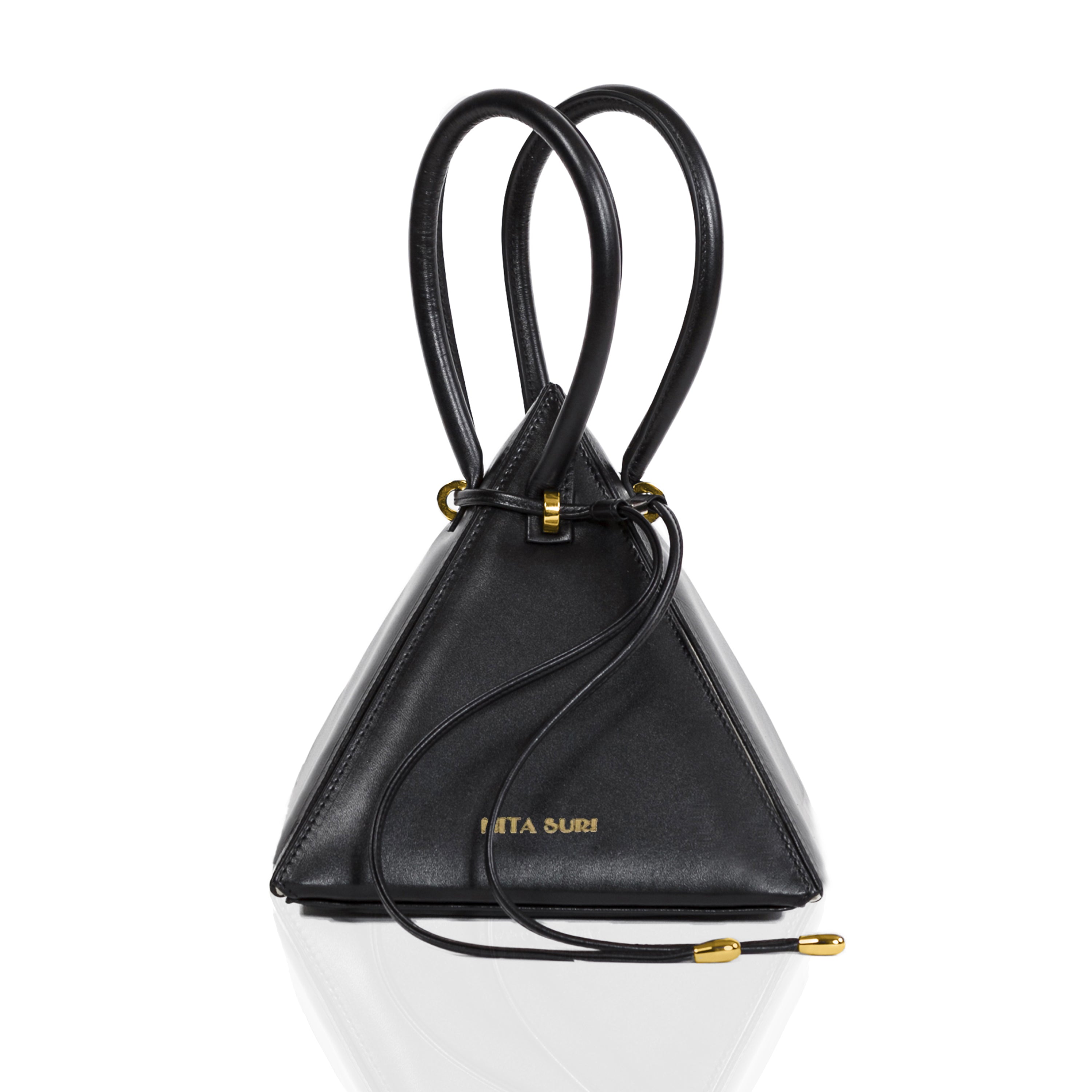 NITASURI - Lia Pyramid Black Iconic Leather Handbag