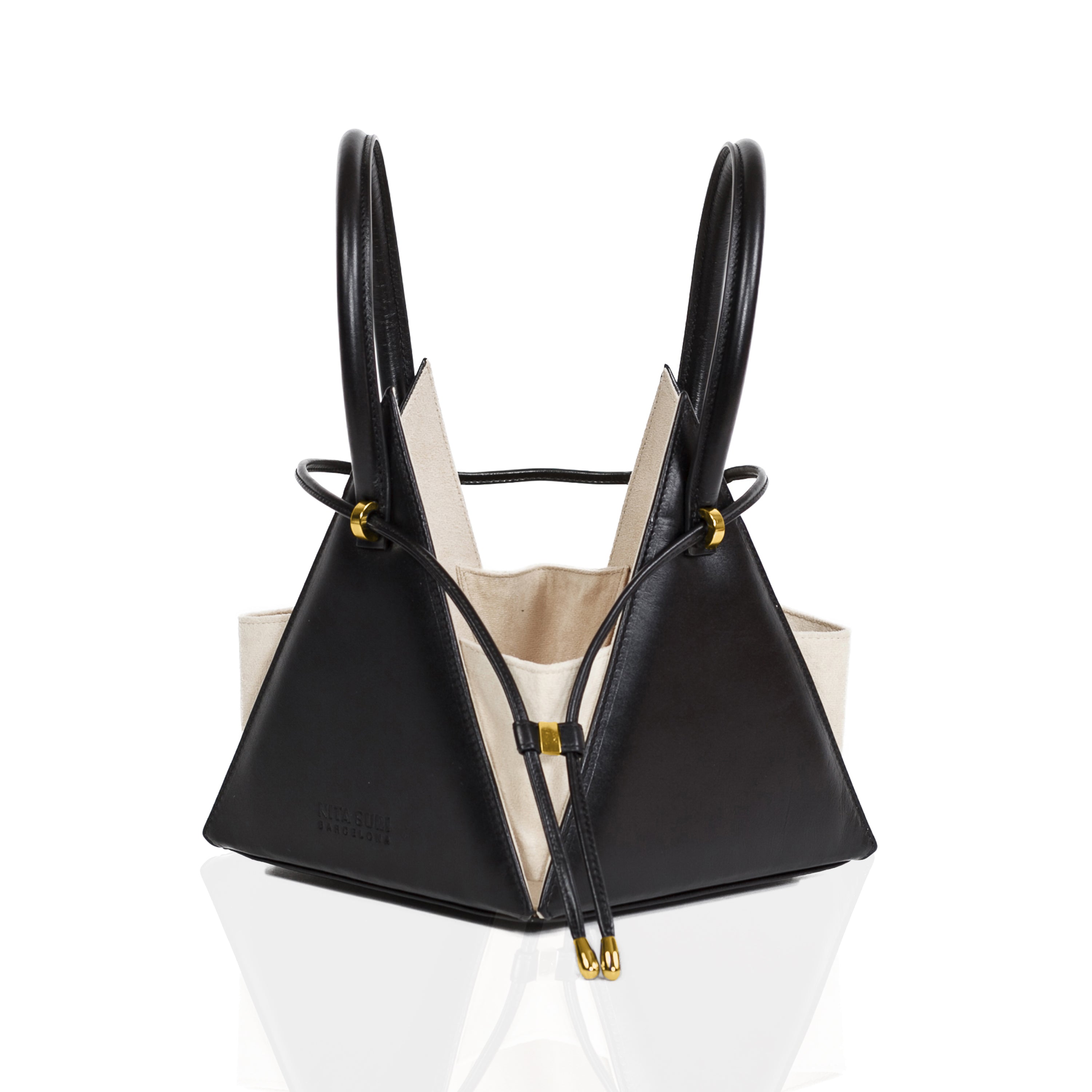 NITASURI - Lia Pyramid Black Iconic Leather Handbag