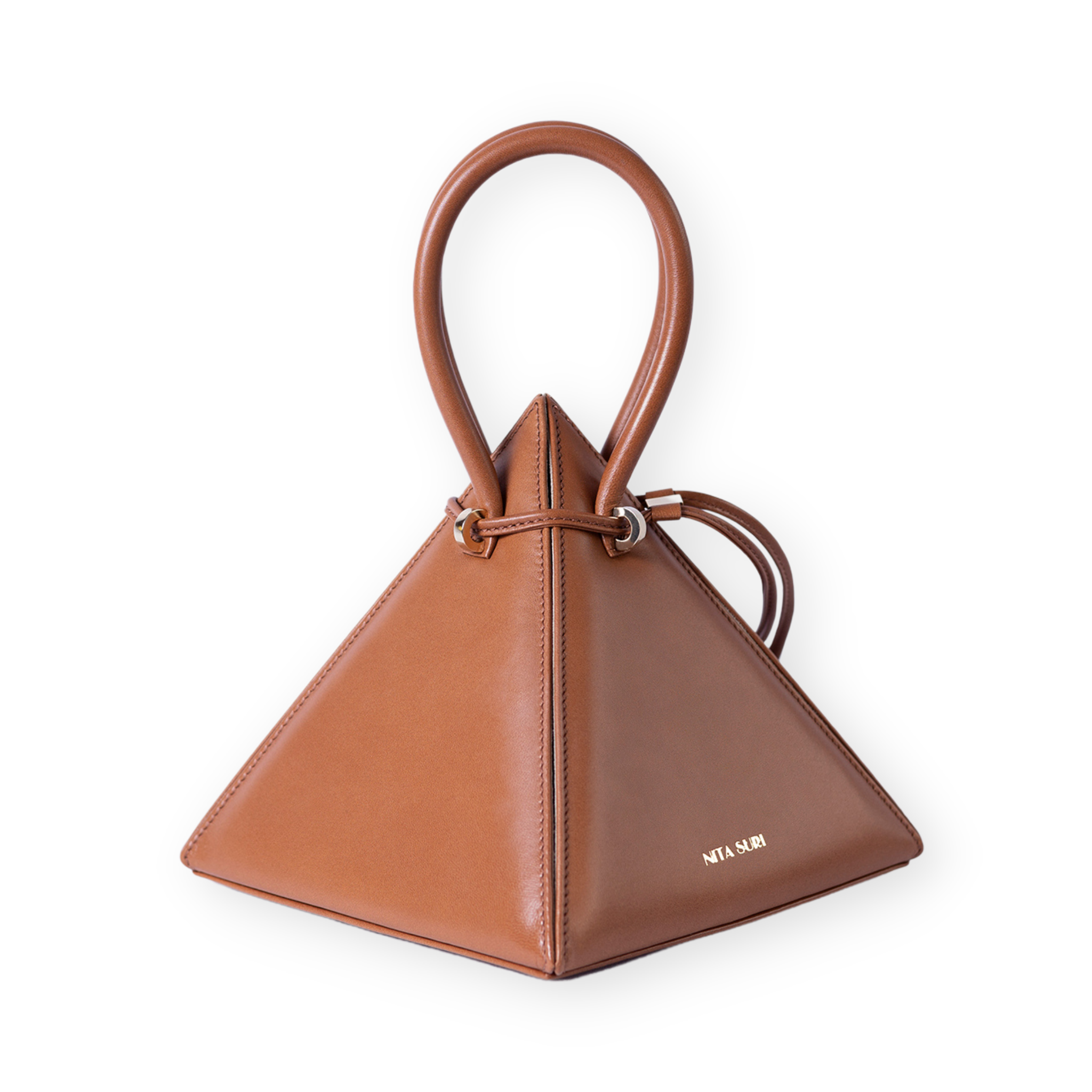 NITASURI LIA Pyramid Cuero Tan Iconic Leather Handbag