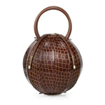 PILO Croc-Embossed Cuero Brown Sphere Handbag - NITASURI