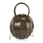 PILO Croc-Embossed Pino Green Sphere Handbag - NITASURI