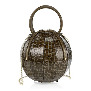 PILO Croc-Embossed Pino Green Sphere Handbag - NITASURI